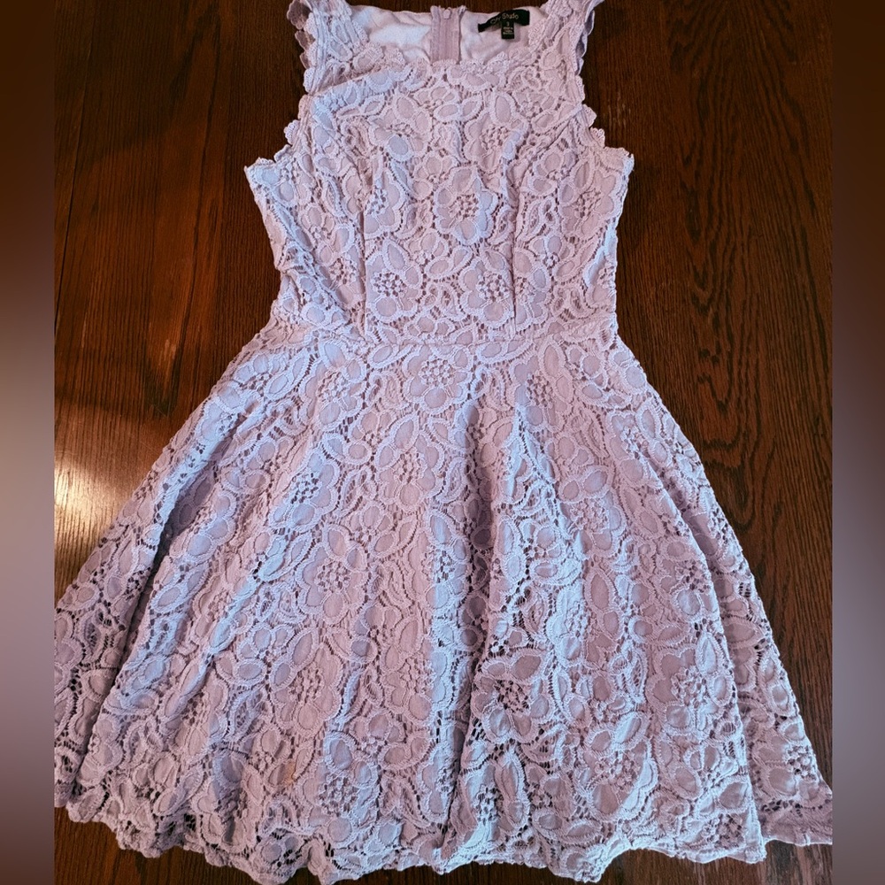 Lavender Lace Fit & Flare A-Line Skater Dress Sleeveless Juniors Size 3 Purple
